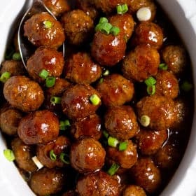 Crockpot Bourbon BBQ Meatballs - The Chunky Chef
