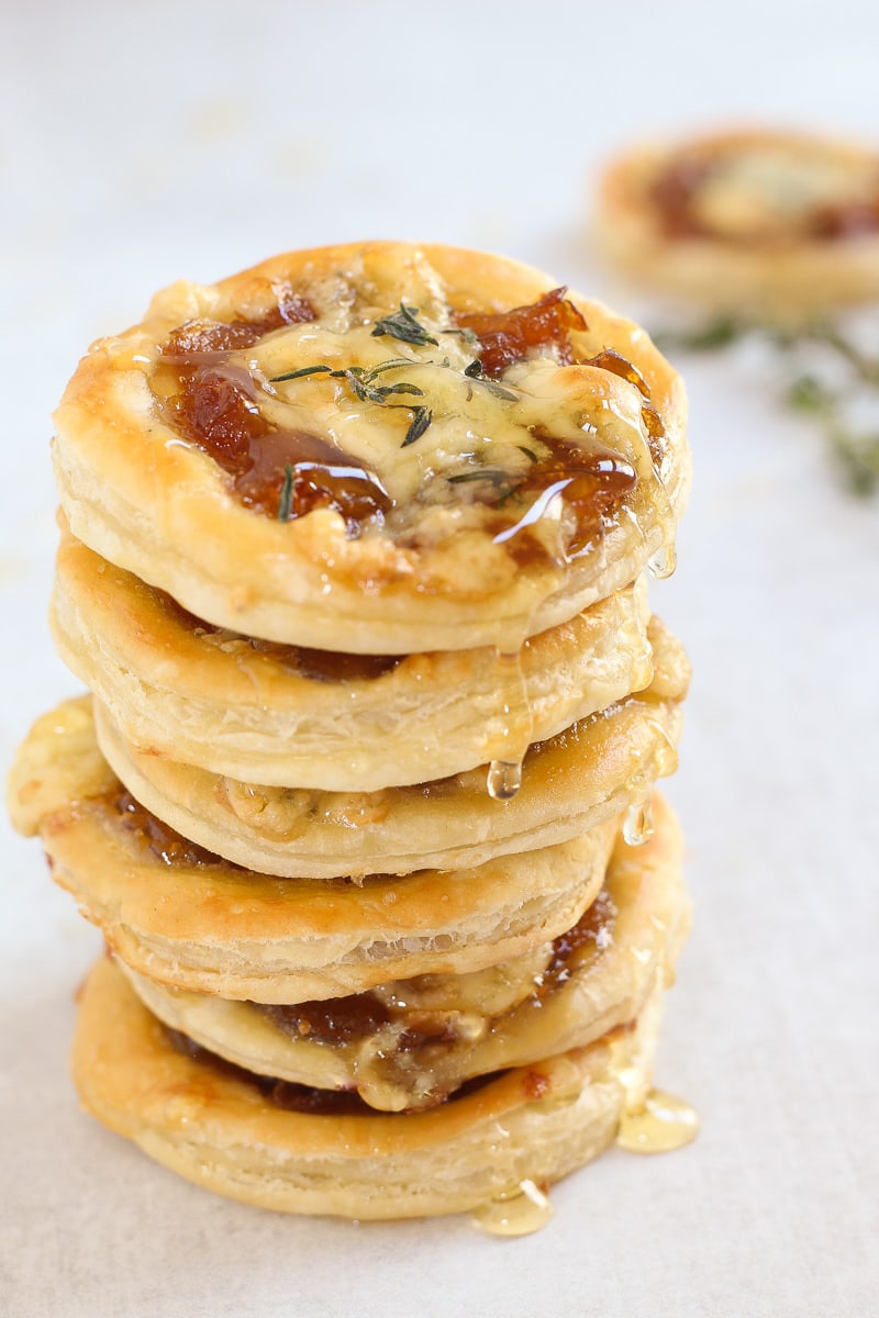 Caramelized Onion & Blue Cheese Puff Pastry Tarts | Midwest Foodie