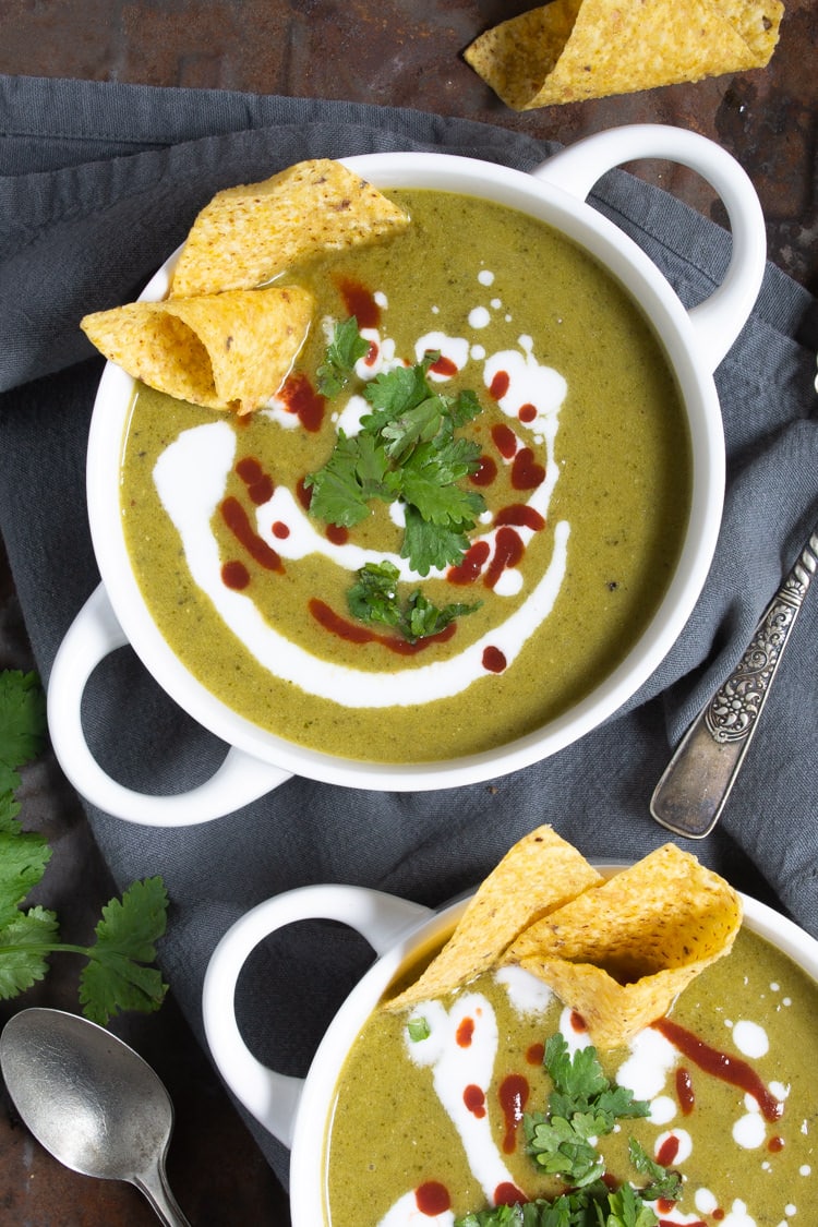 Creamy Roasted Poblano Soup {Vegan!} | Midwest Foodie