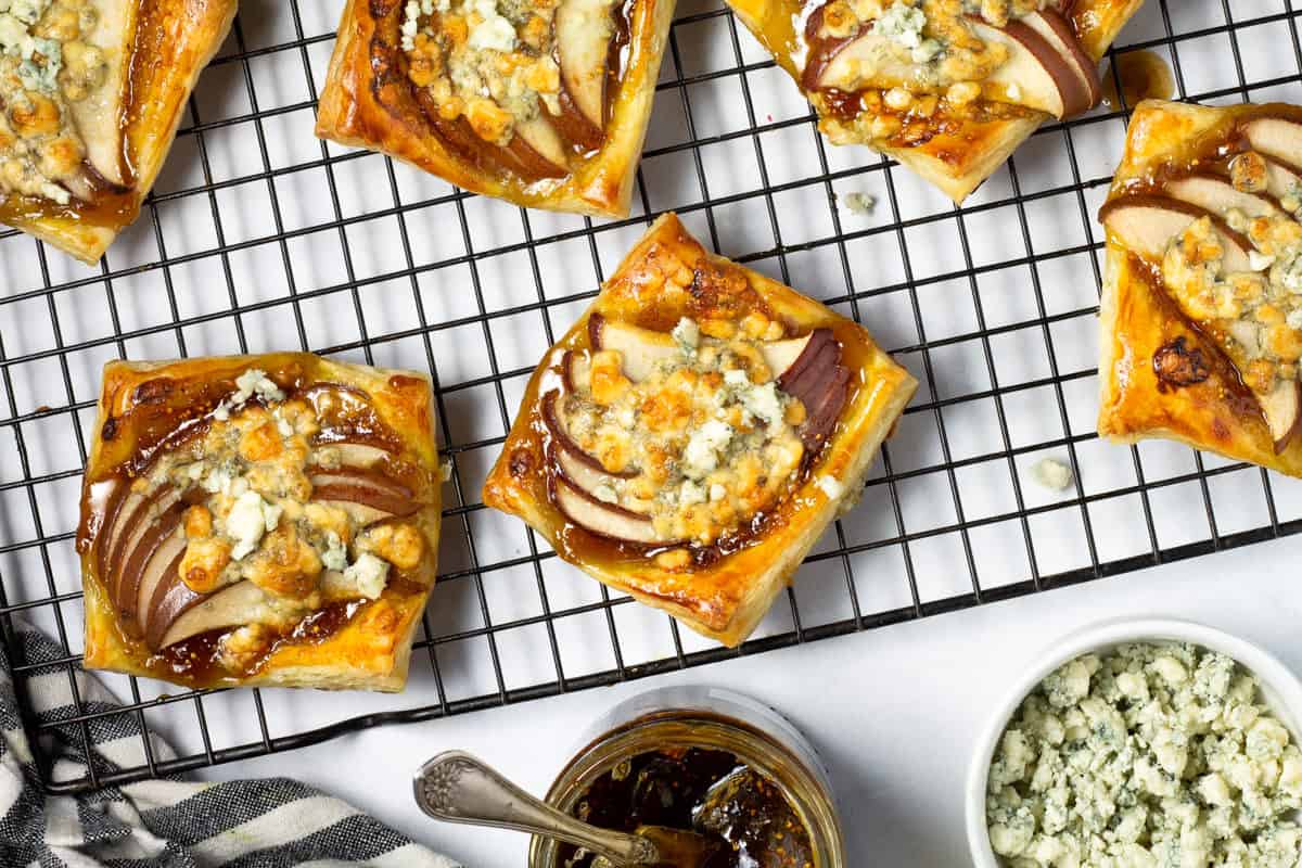 Pear Puff Pastry Tart with Cheddar & Walnuts