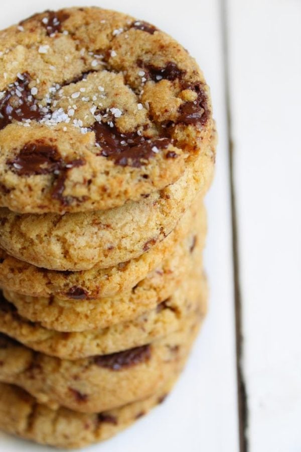 Salted, Brown Butter Dark Chocolate Chunk Cookies | Midwest Foodie