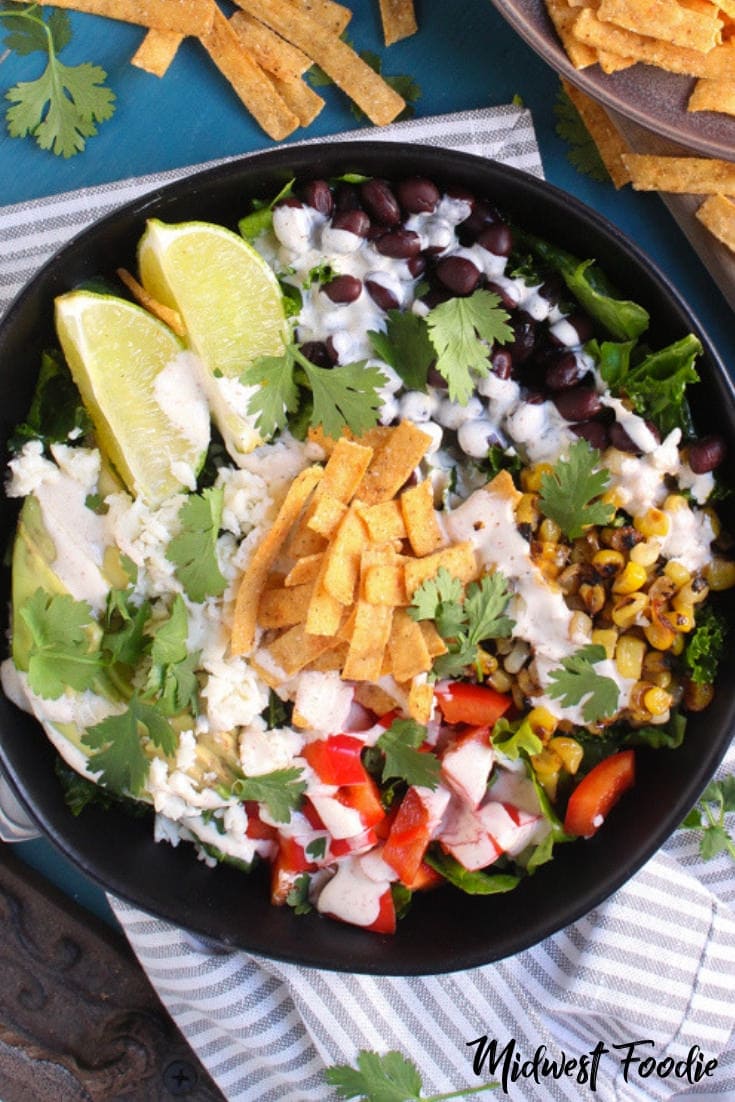 The Best Southwest Chopped Salad | Midwest Foodie | Save money and prep this Southwest salad at home for a week's worth of healthy lunches! You'll never want another bagged salad again after you try this homemade Southwest dressing!