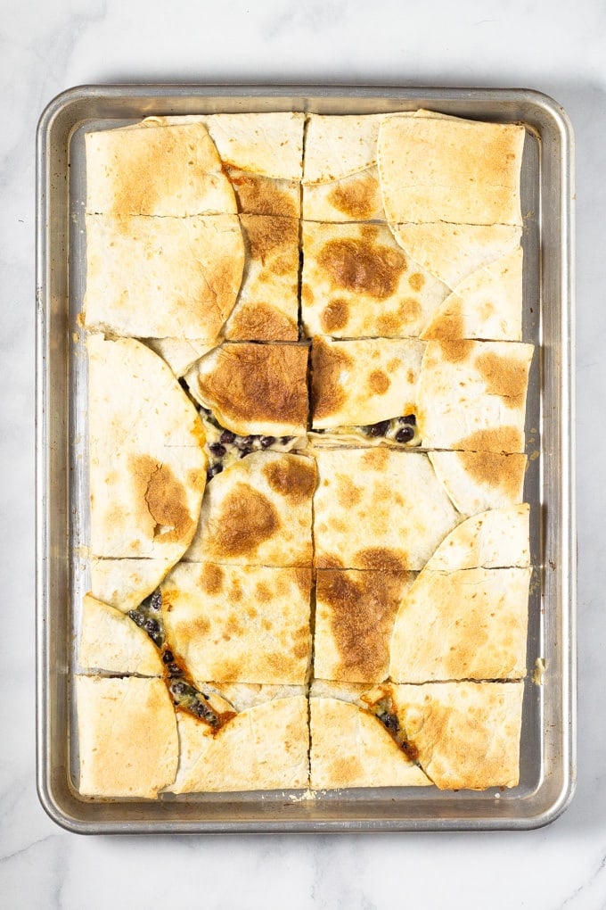 Overhead shot of quesadilla fresh from the oven