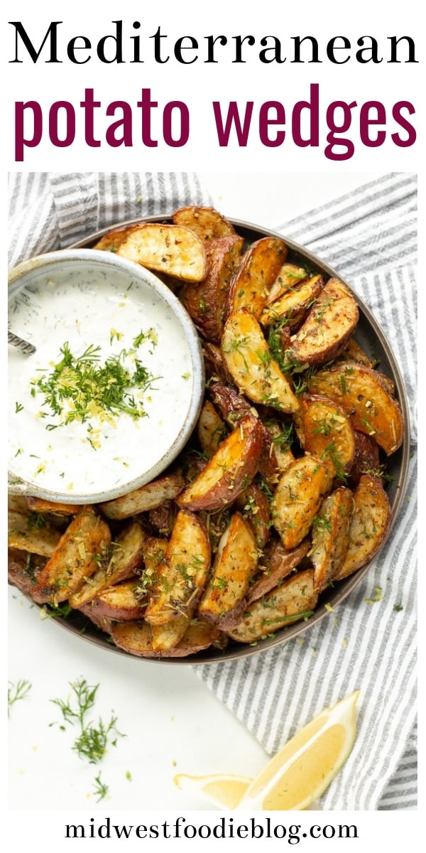 Greek Potato Wedges with Yogurt Sauce - Midwest Foodie