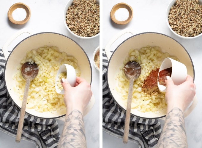 Collage of photos showing how to make vegan tacos