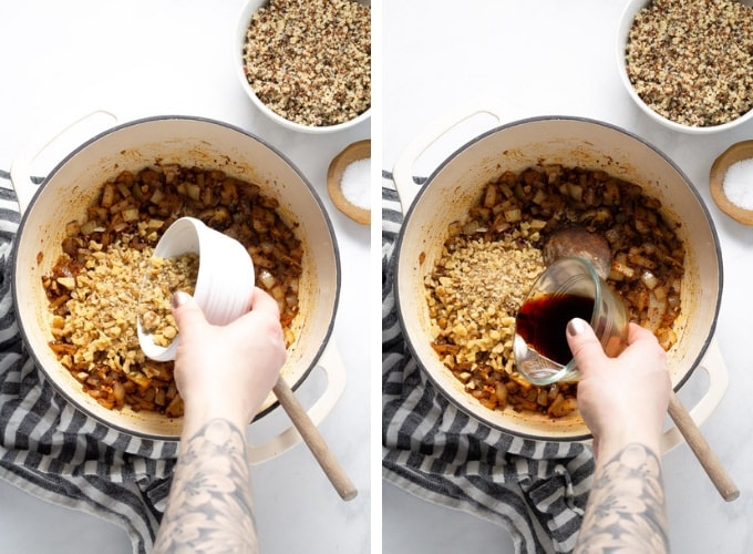 Collage of photos showing how to make vegan tacos