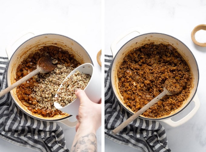 Collage of photos showing how to make vegan tacos