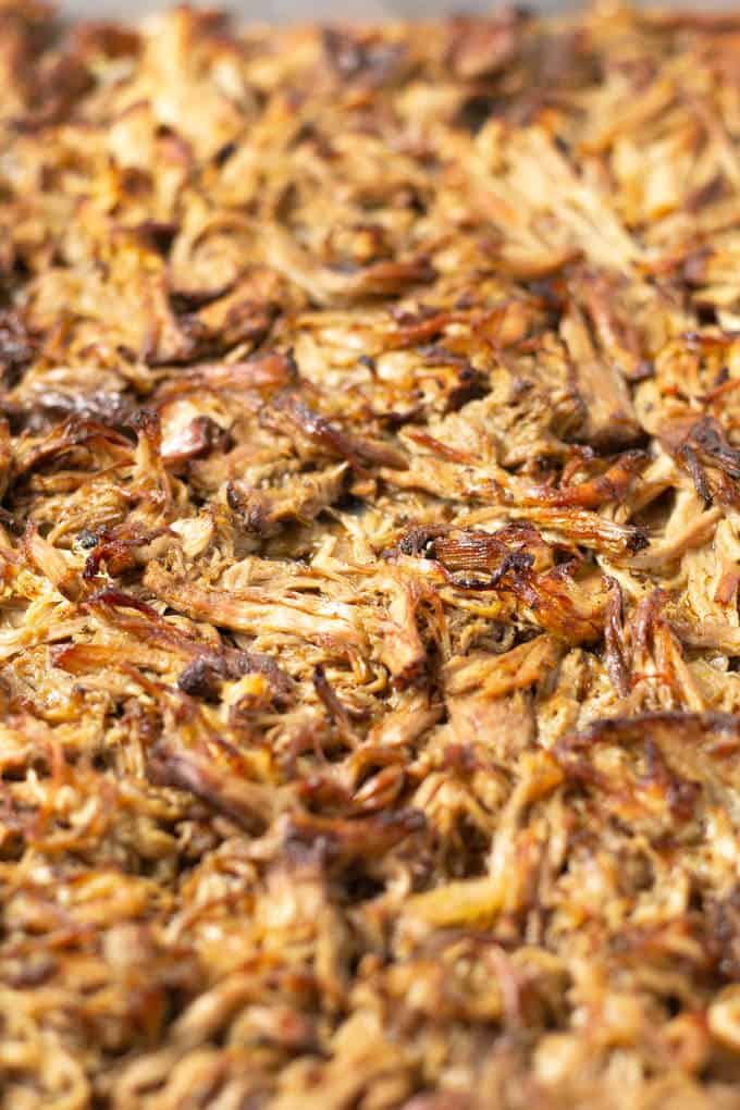 Collage of photos showing how to make slow cooker beer braised pork carnitas