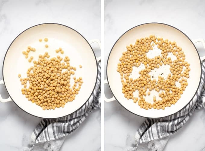 Collage of photos showing how to make chickpea gyros