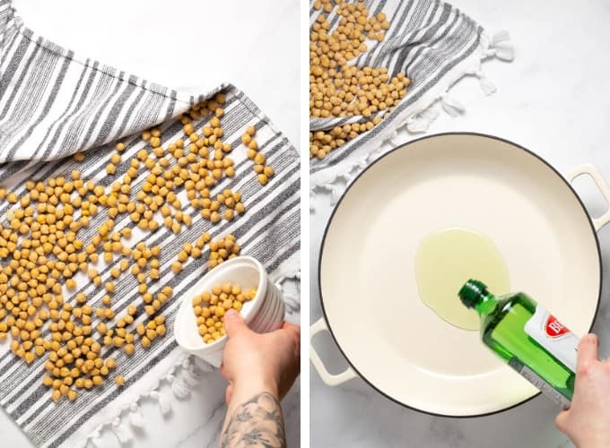 Collage of photos showing how to make chickpea gyros