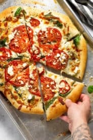 Tomato Pizza with Spinach & Feta - Midwest Foodie