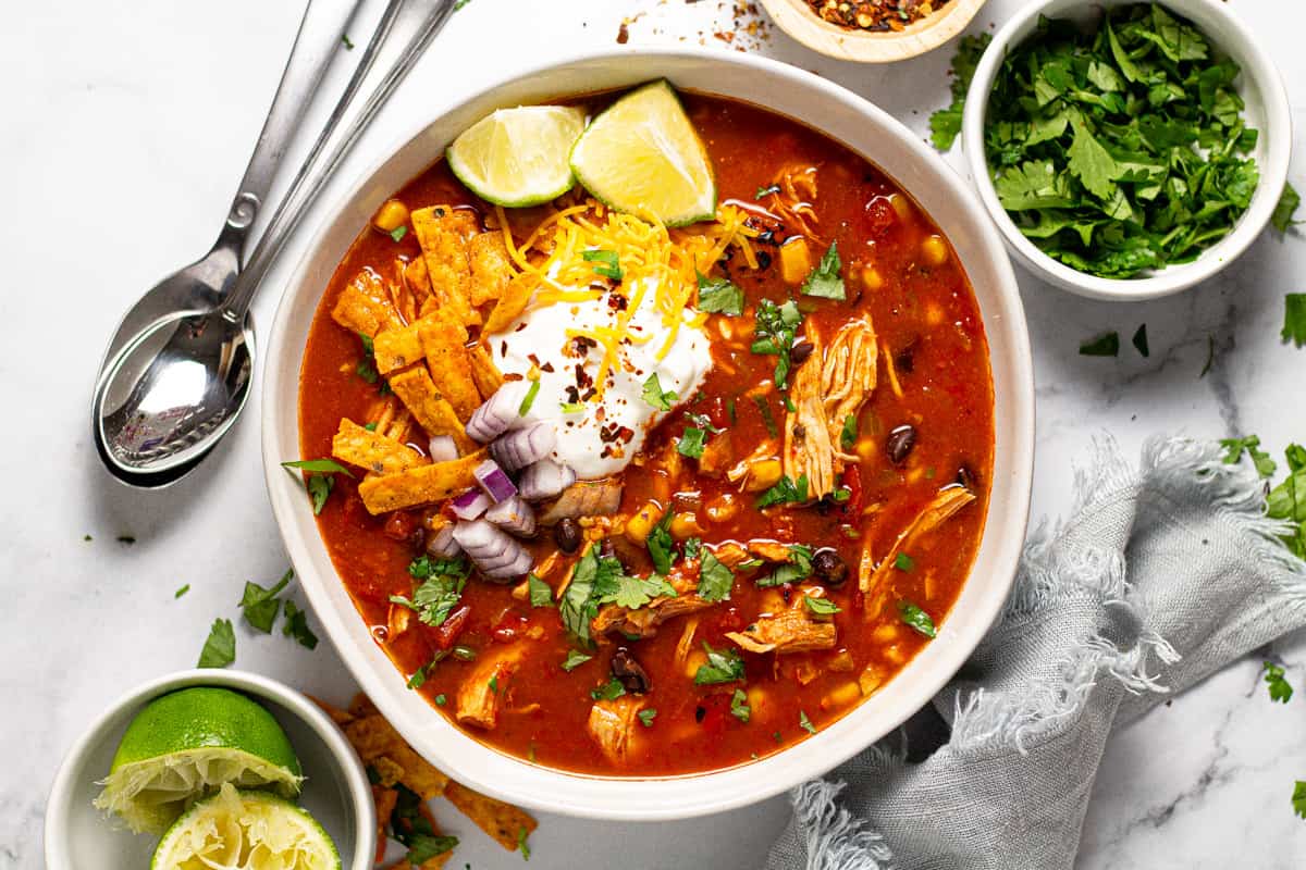 30 Minute One Pot Chicken Tortilla Soup Recipe - Midwest Foodie