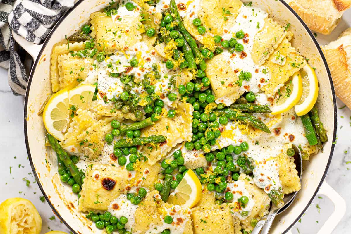 Ravioli with Peas and Asparagus - Midwest Foodie