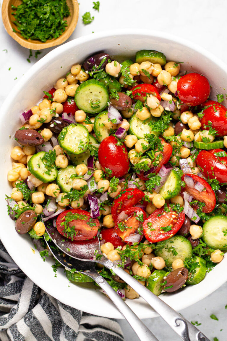Mediterranean Garbanzo Bean Salad - Midwest Foodie