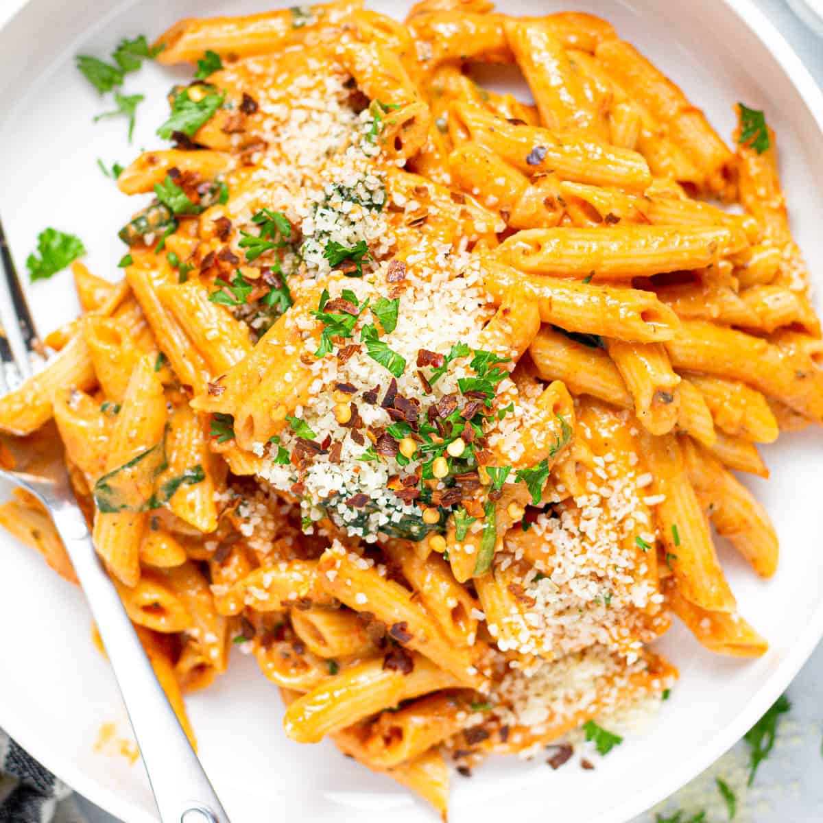 Penne Rosa with Parmesan-Crusted Chicken