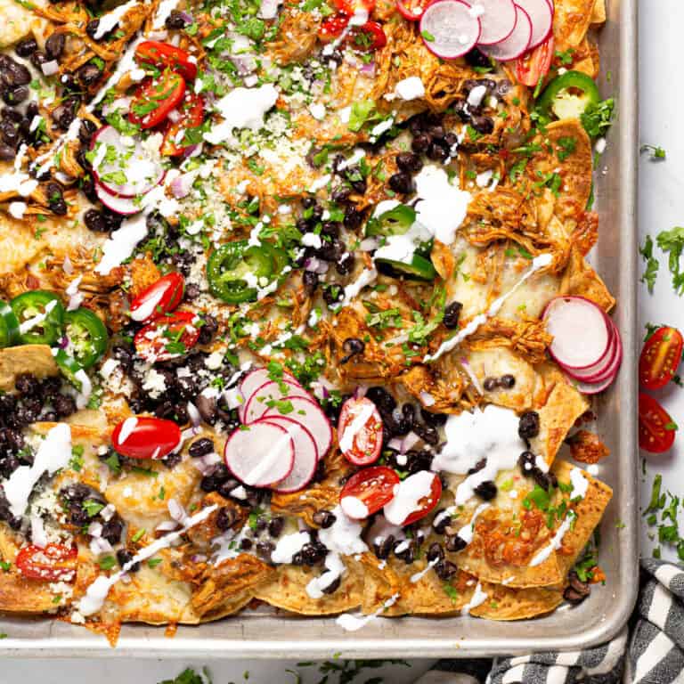 Sheet Pan Nachos with Chicken and Black Beans