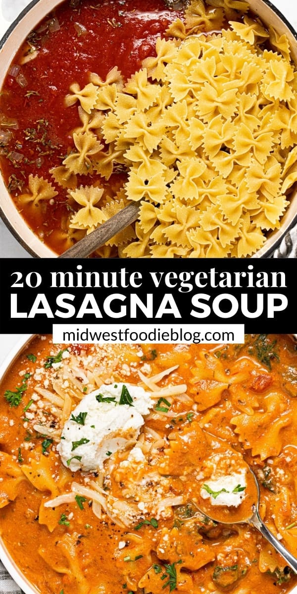 Easy Vegetarian One Pot Lasagna Soup - Midwest Foodie
