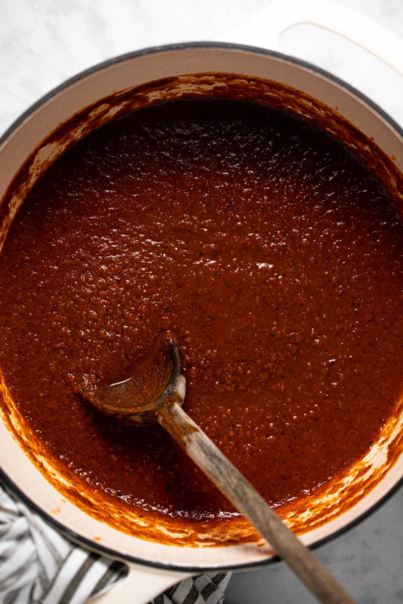Step by step photos showing how to make homemade enchilada sauce