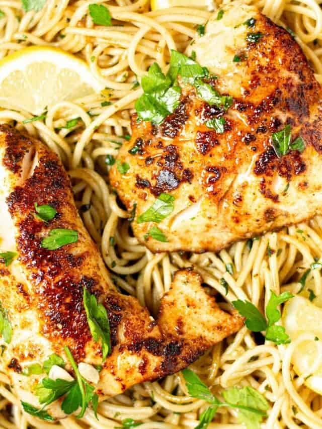 Lemon Butter Fish and Spaghetti