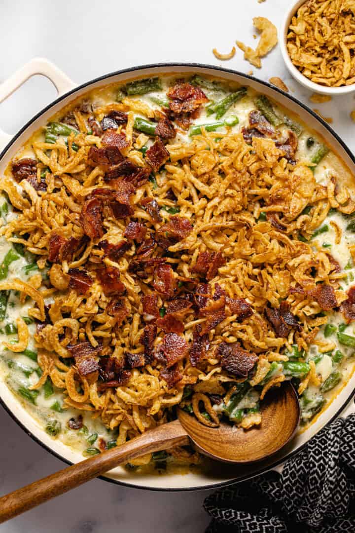 Cheesy Bacon Green Bean Casserole - Midwest Foodie