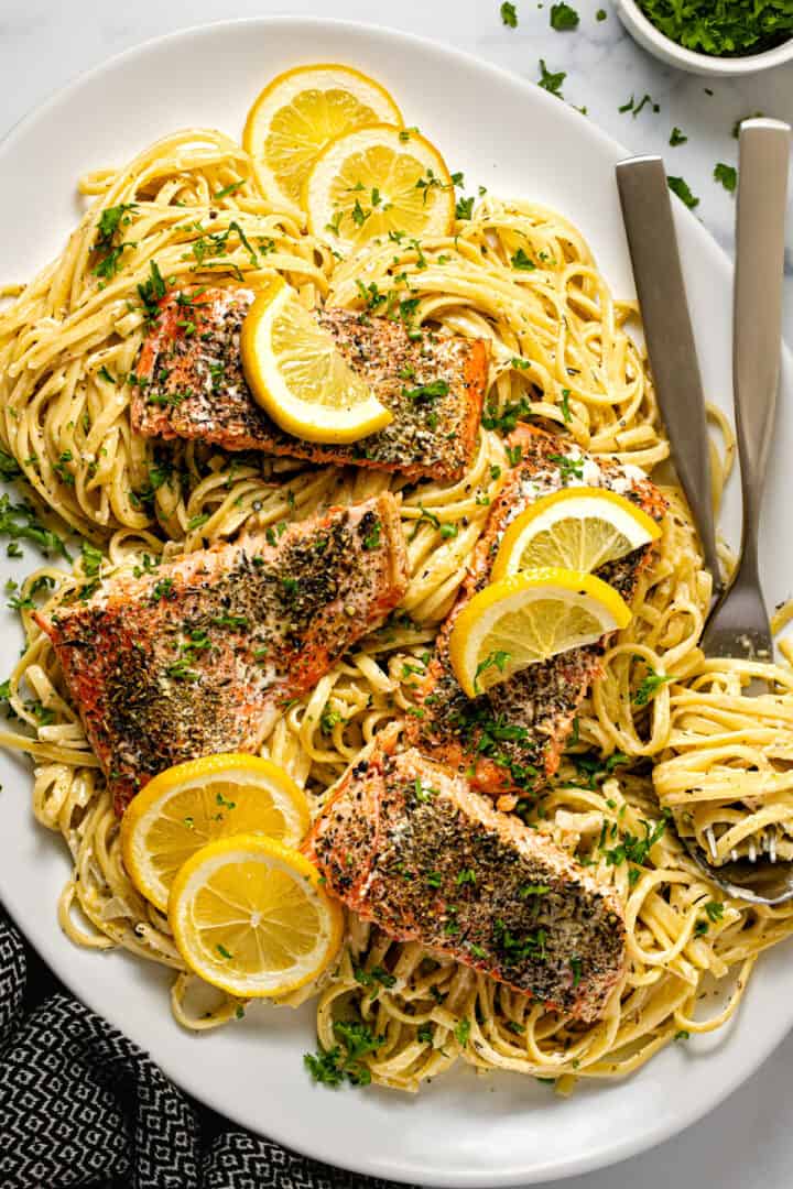 30 Minute Creamy Salmon Pasta - Midwest Foodie
