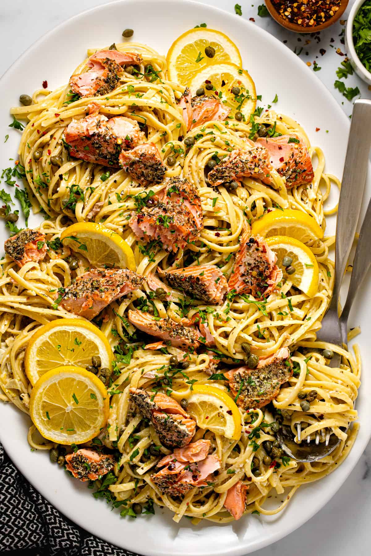 Angel Hair Pasta with Salmon & Lemon-Parmesan Sauce Recipe