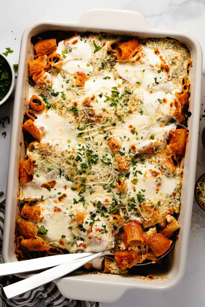 Easy Vegetarian Baked Rigatoni - Midwest Foodie