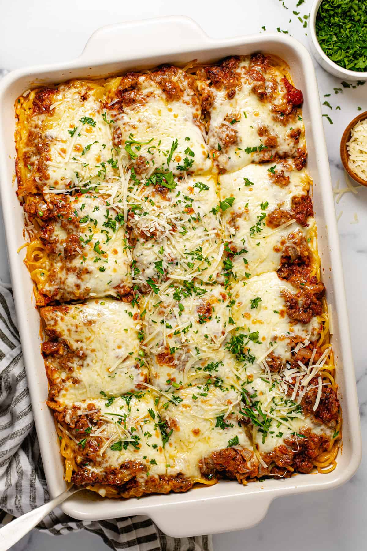 Cheesy Baked Spaghetti Recipe with Ground Beef