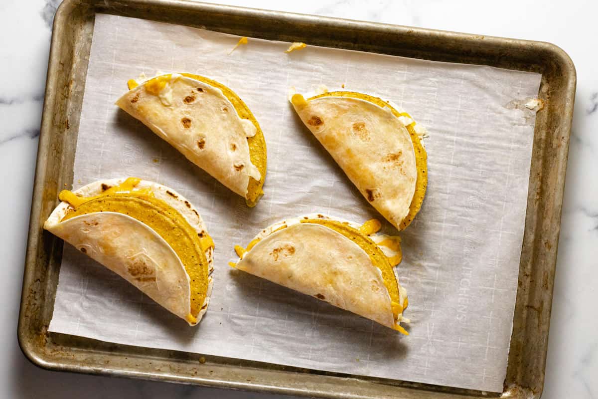Freshly baked cheesy gordita crunch taco shells
