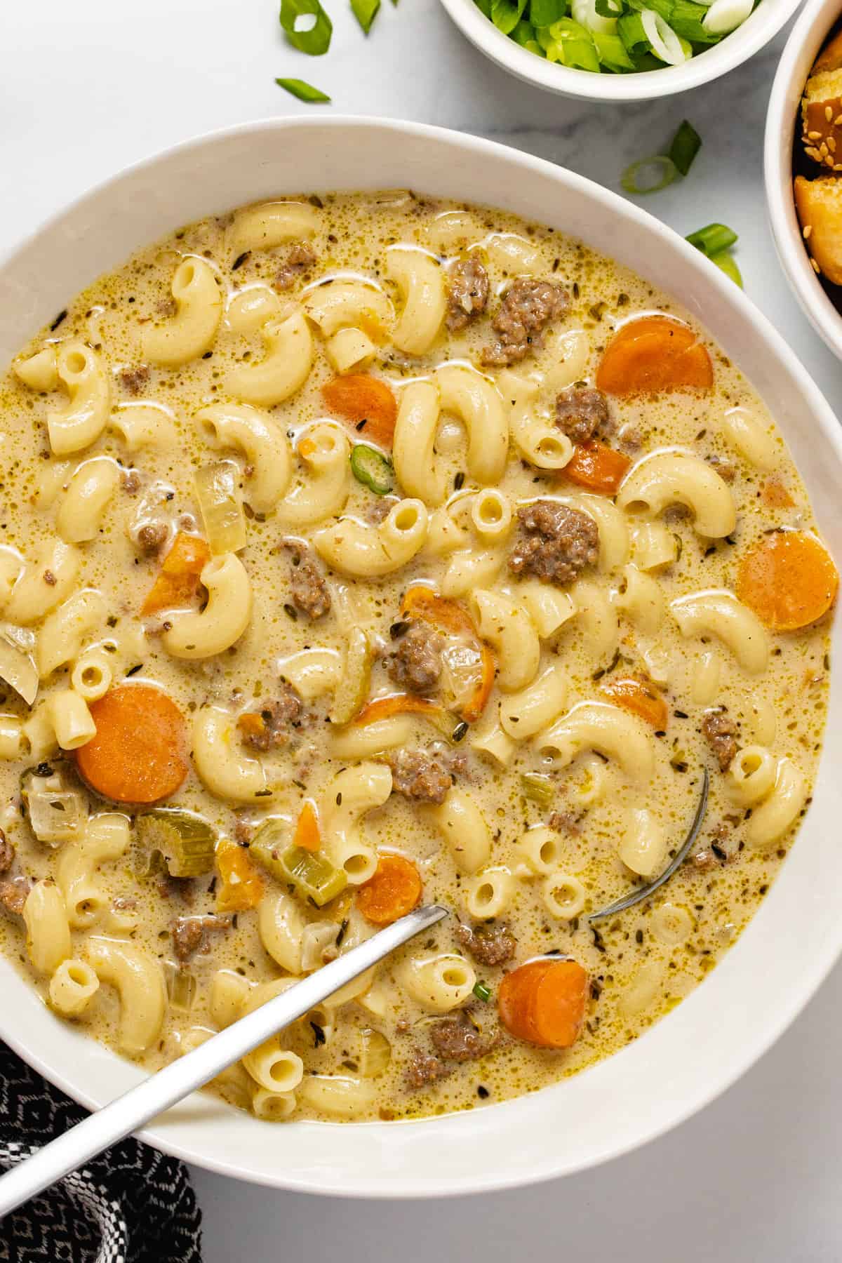 One-Pot Macaroni Cheeseburger Soup - NO VELVEETA! - Midwest Foodie