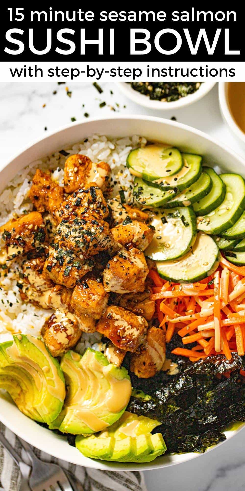 15 Minute Sesame Salmon Sushi Bowl - Midwest Foodie