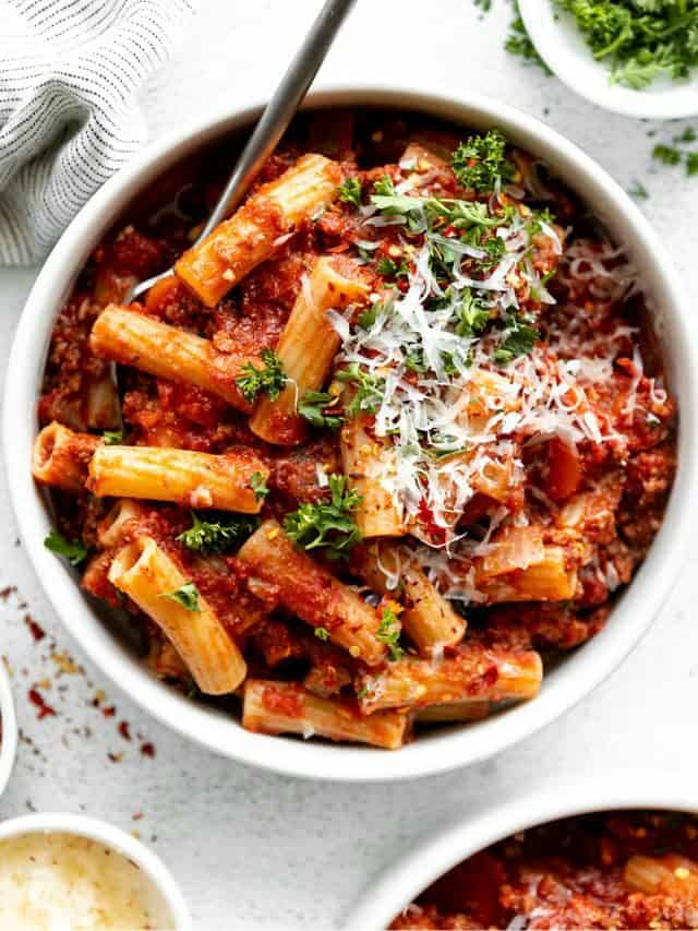 Weeknight Rigatoni Bolognese