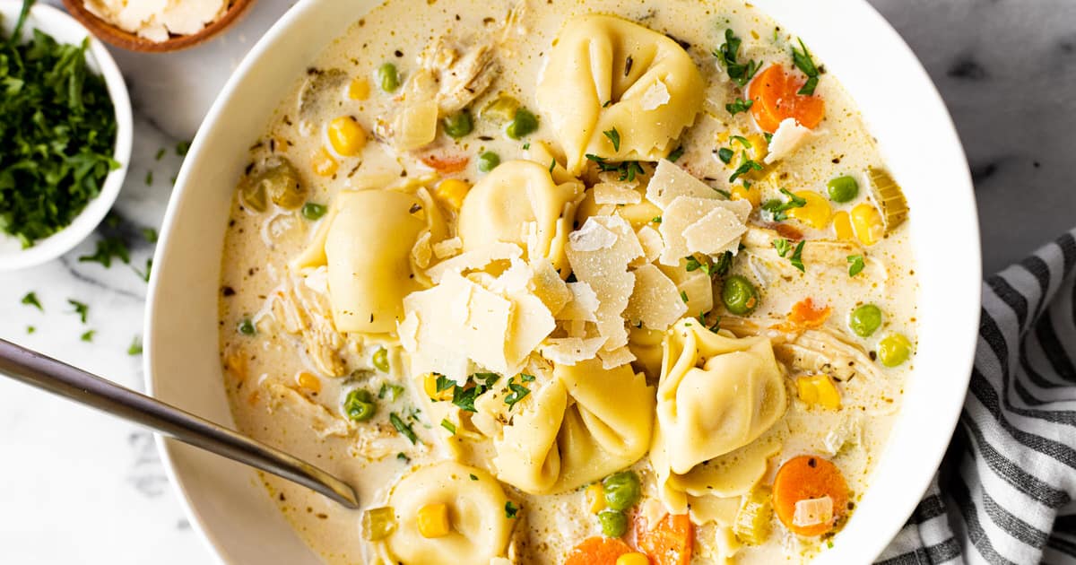 Easy One-Pot Chicken Tortellini Soup - Midwest Foodie