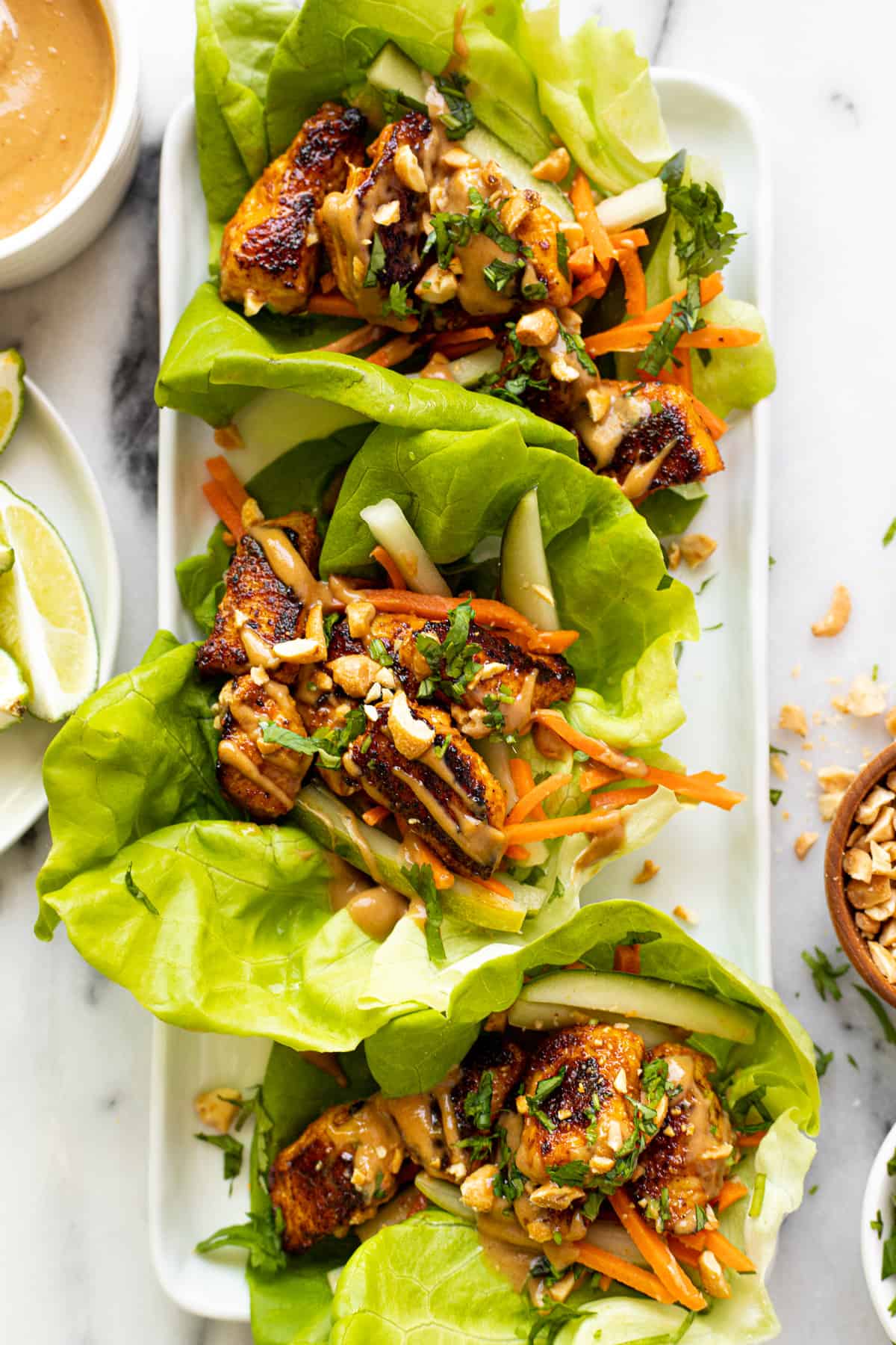 Peanut Chicken Lettuce Wraps - Midwest Foodie