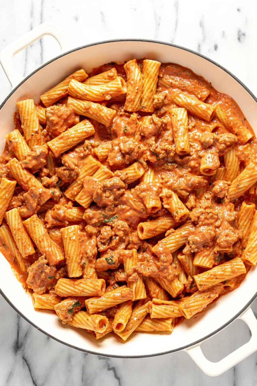 Pastene Rigatoni Creamy Sausage Rigatoni Pasta Recipe - Midwest Foodie