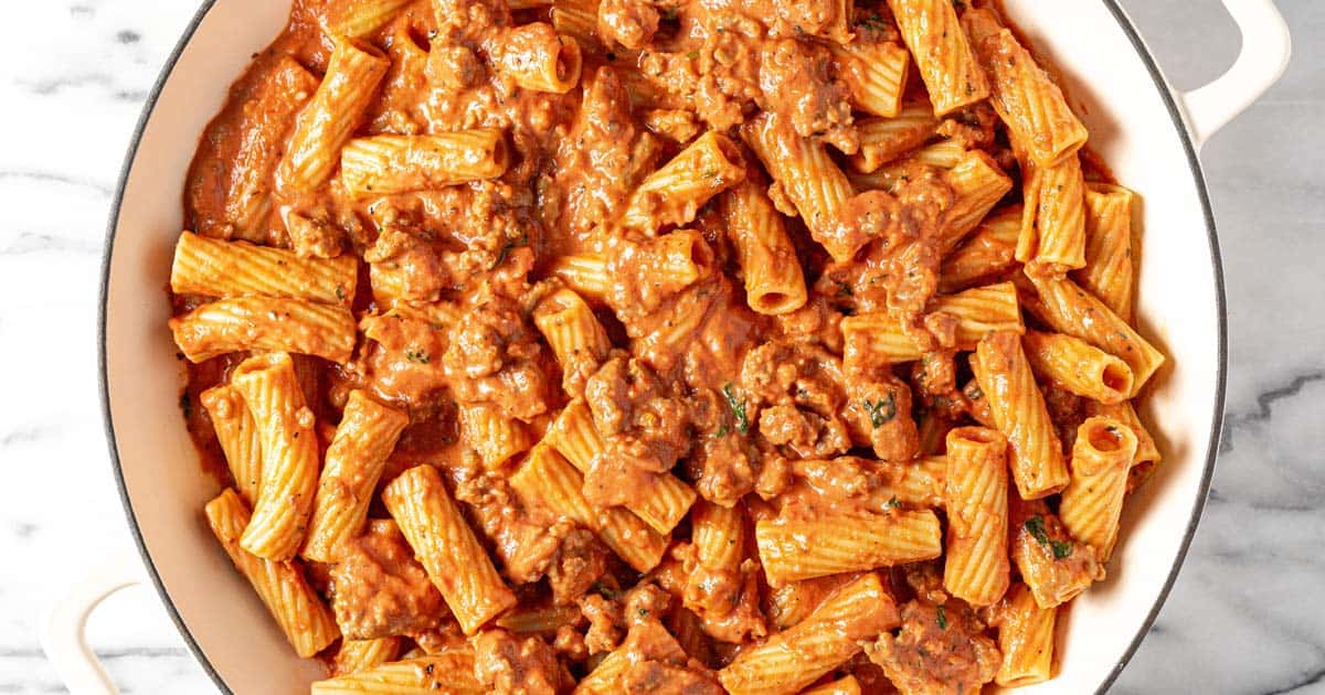 Pastene Rigatoni Creamy Sausage Rigatoni Pasta Recipe - Midwest Foodie