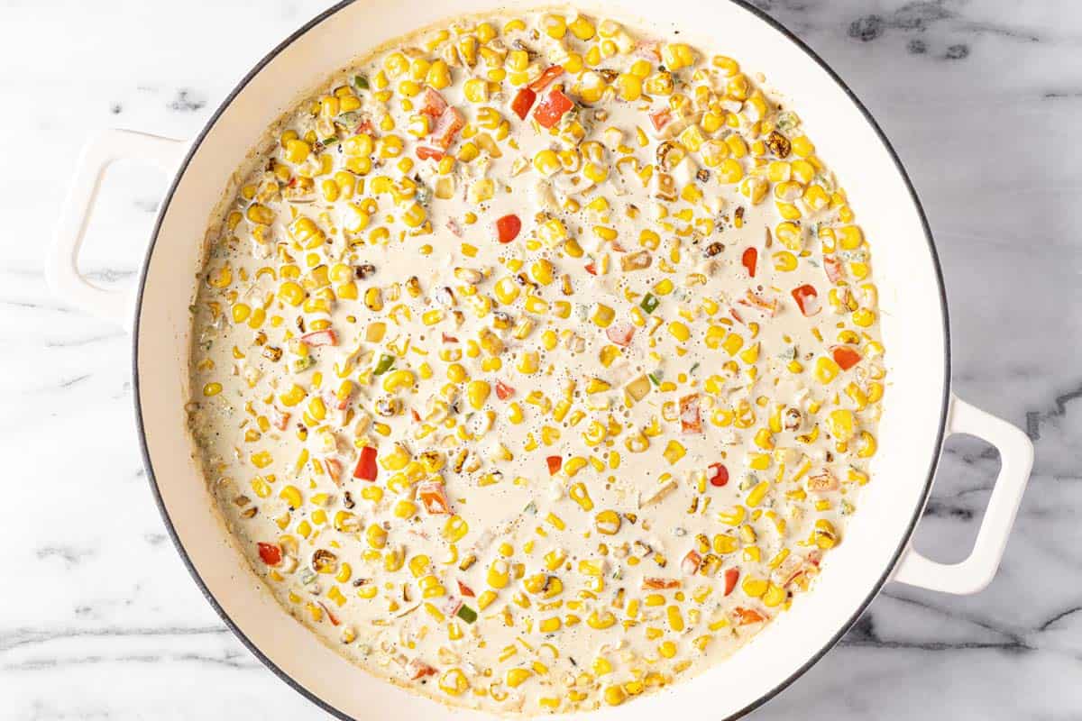 Creamy street corn pan sauce for chicken. 