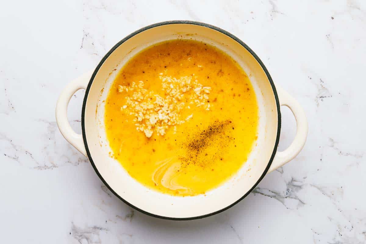 Garlic and butter in a large pot. 