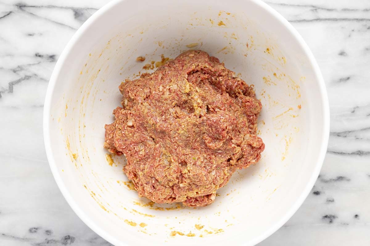 Salisbury steak mixture in a large bowl. 