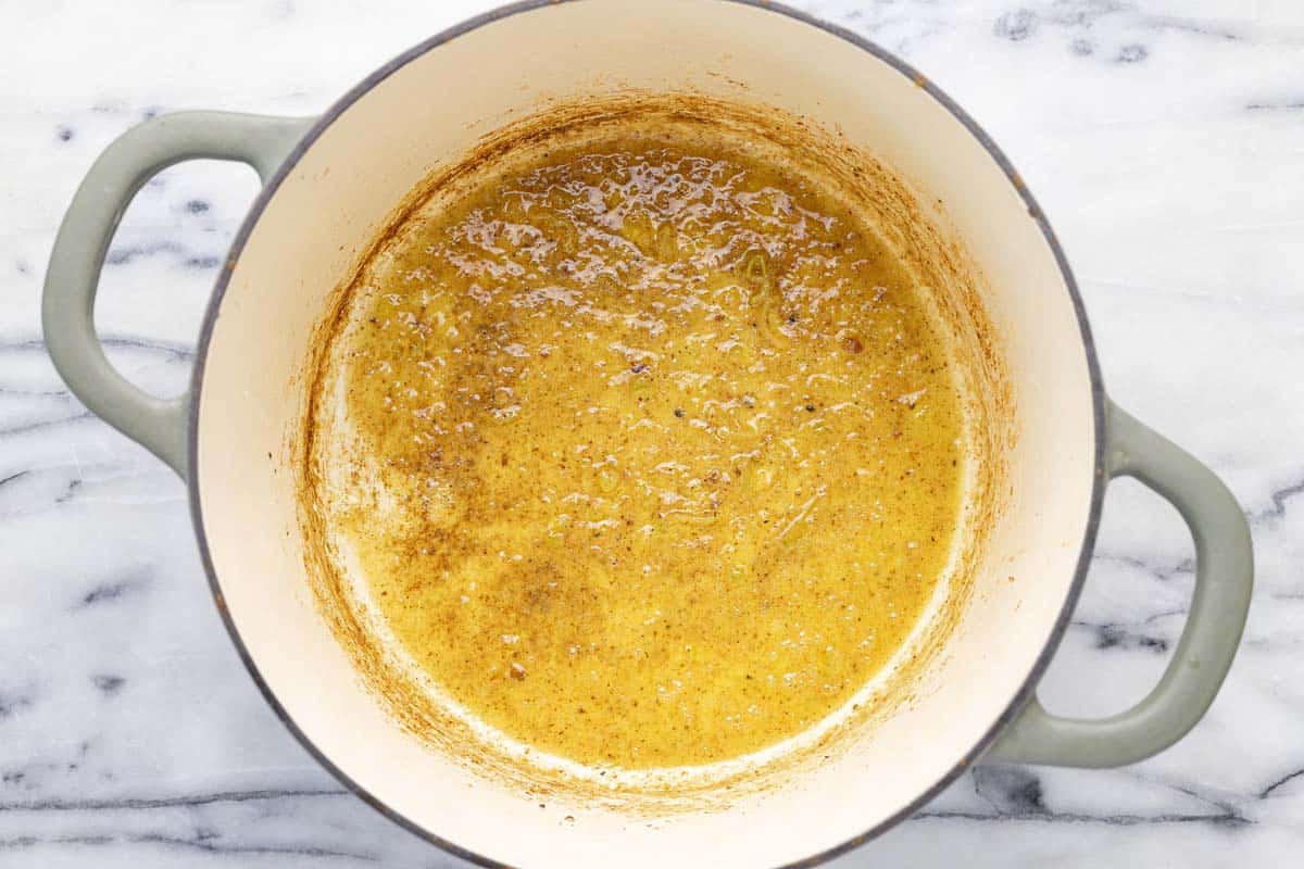 Flour and butter in a large pot. 
