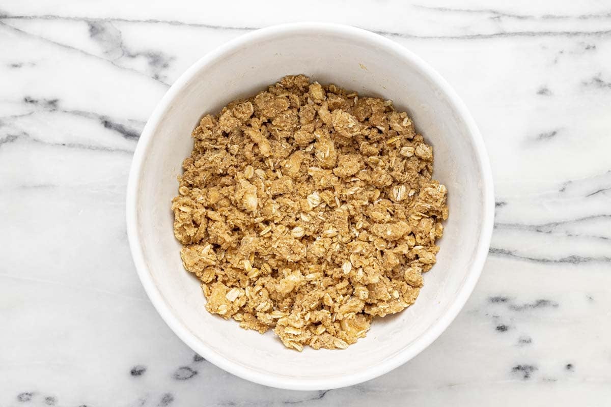 Crisp topping in a large bowl.