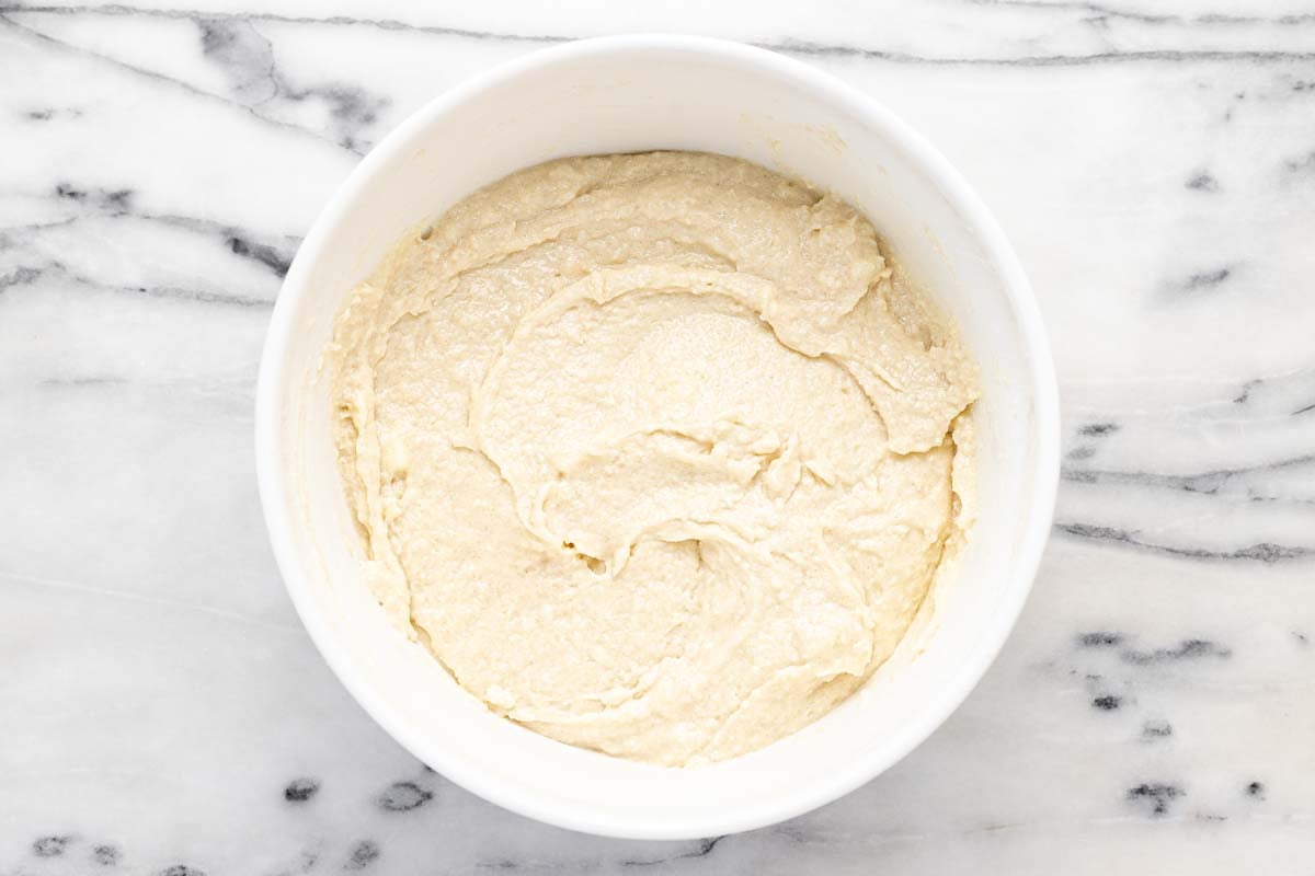 Cobbler biscuit batter in a large bowl. 